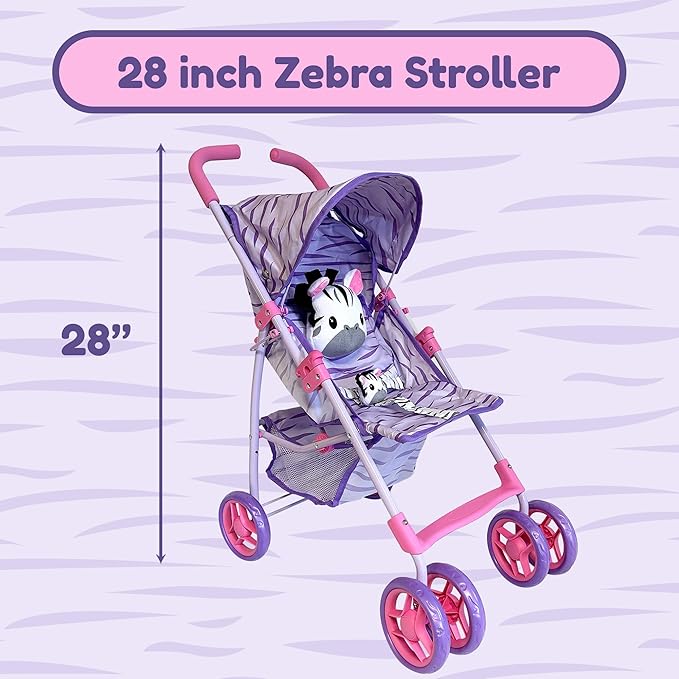 Baby Doll Stroller for Toddlers 1-3, Pillow Animal Toy Baby Stoller for Dolls