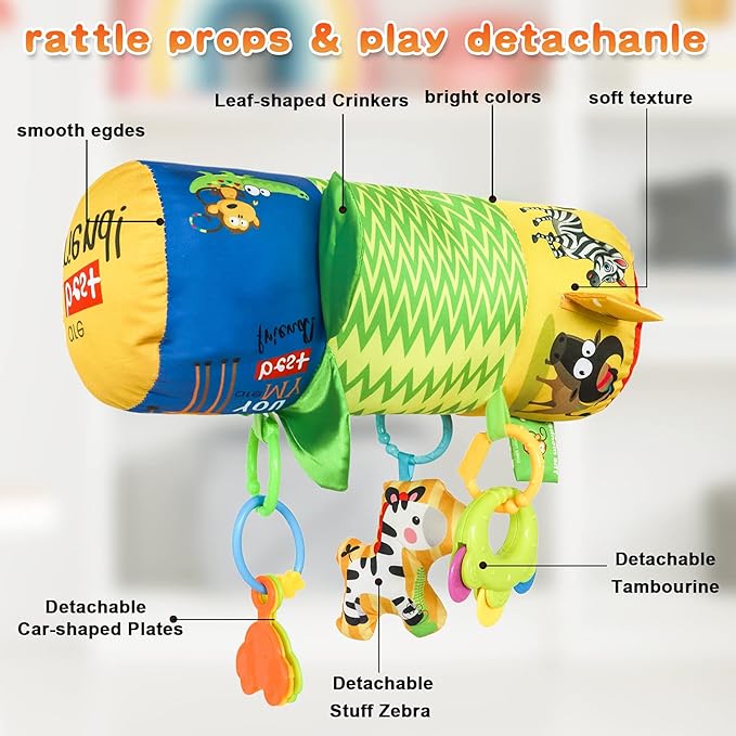 HISTOYE Baby Tummy Time Pillow Toy with Detachable Rattles Crawling 3-6 Months 6-12 Months 0 3 6 9 12 Months