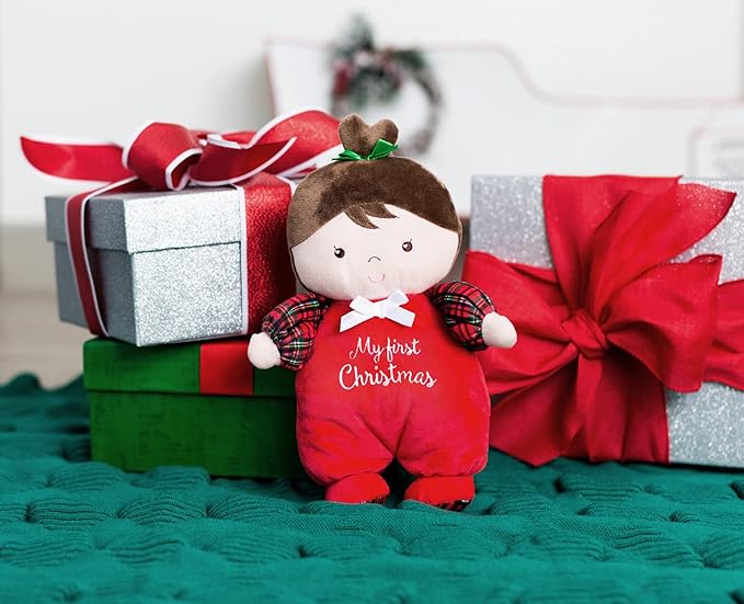 Plush Baby Doll with My First Christmas Embroidery, Julie (Red 9 inch)