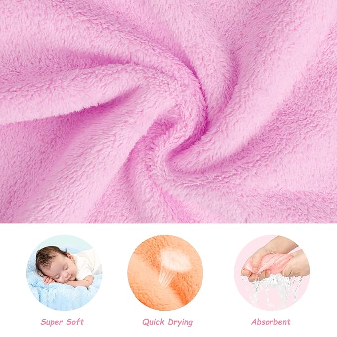 Orighty Baby Washcloths 24-Pack (7''x9''), Microfiber Coral Fleece Baby Towels