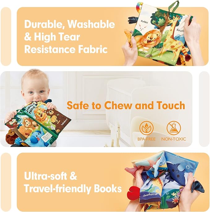 hahaland Baby Toys 0-6 Months Baby Books 2PCS, Baby Toys 6-12 Months - Soft 0-12 Months