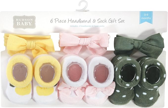 Hudson Baby Girl's Headband and Socks Giftset