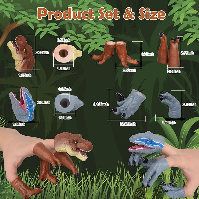 HugOutdoor New T-Rex & Velociraptor Dinosaur Finger Puppet Toy Cosplay