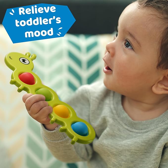 LiKee Fidget Popper Sensory Baby Toys for 10+ Months, Montessori Busy Toy for 1 2 3 Year Old Toddlers Push and Popping Bubbles Fine Motor Skill 1-3 Stress (2 Pieces)