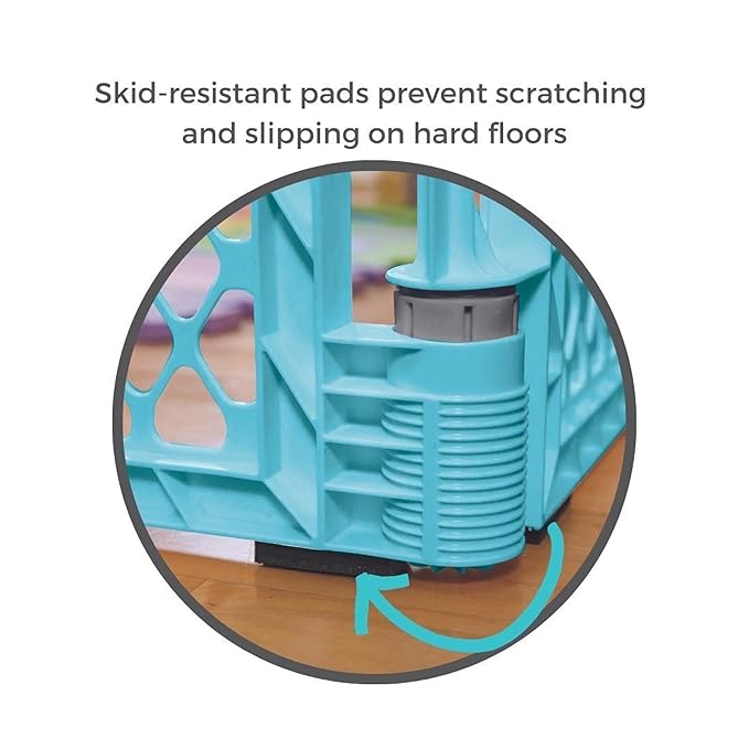 Toddleroo by North States Superyard 6 Panel Free Standing Play Yard, Indoor or Outdoor Baby Playpen, Baby Gate. Made in USA. 5.5 feet Corner to Corner Play Pen (26" Tall, Aqua)