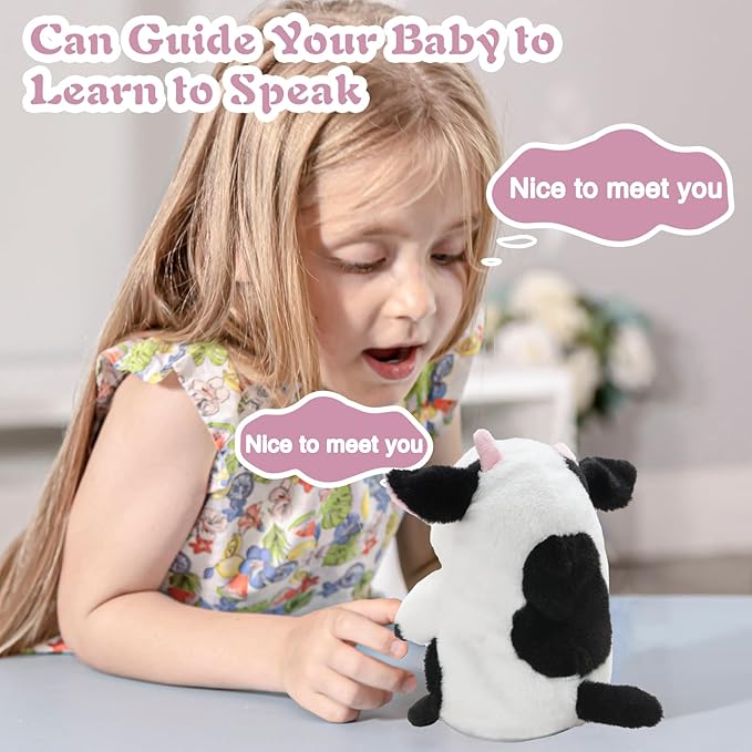 HOMILY Talking Milk Cow, Repeats What You Say Plush Animal Toy Electronic Hamster Mouse for Boys
