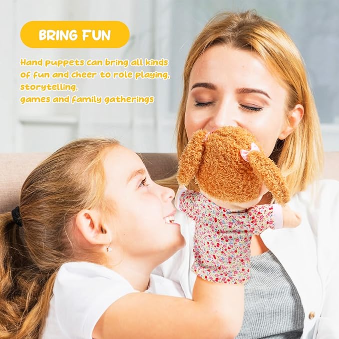 1 Pcs Family Hand Puppets 13 Inch Grandparents, Mom & Dad