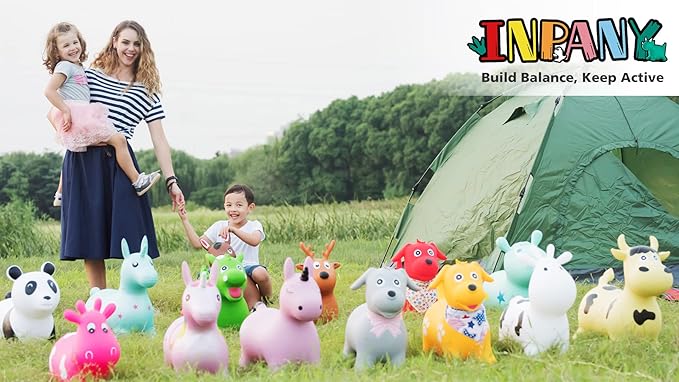 INPANY Inflatable Cow Farm Animal Hopper Toys for 1 2 Year Old Boy Gifts, Ride on Toddler Hopping Bull Toys
