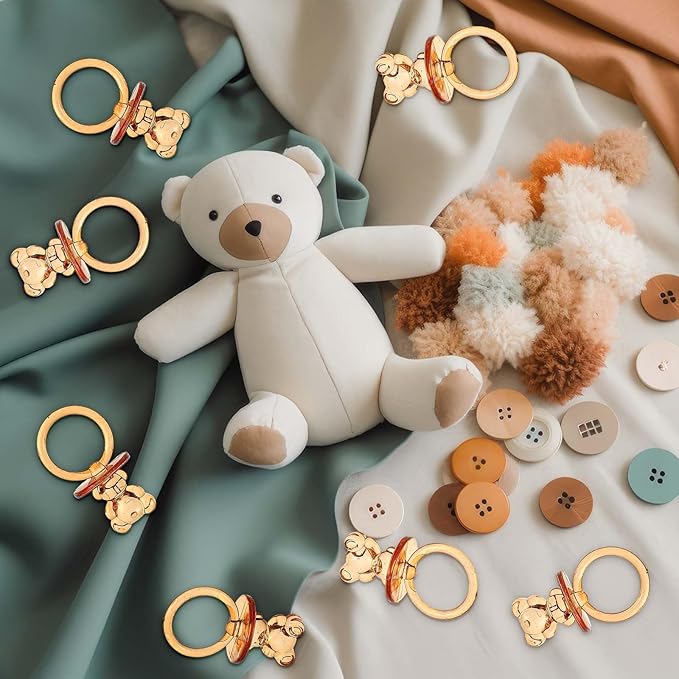 50 Pcs Acrylic Pacifier, Brown Bear Acrylic Pacifiers for Baby