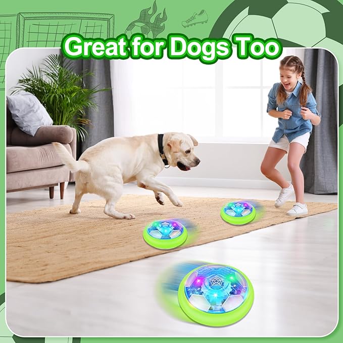 Hover Soccer Ball with 2 Goals-Boy Toys Rechargeable Air Floating Soccer Toy with LED Lights and Foam Bumper, Indoor Games for Kids 4-8-12 3 4 5 6 7 8 9 Year