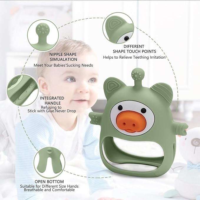 Teething Toys for Babies 0-6 Months,Never Drop Baby Teething Toys
