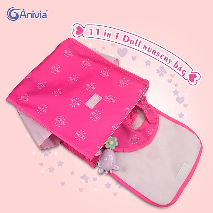 Anivia Doll Bed Furniture 2 Function Toy, Doll Bed and Doll Swings Together for 18 inches Baby Dolls (DY639 Pink)