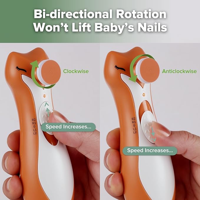 haakaa Baby Nail Trimmer Electric for Newborns/Toddlers/Children/Adults, Electric Baby Nail File with 6 Replacement Heads & Storage Case, Safe & Easy Clever Fox Nail Trimmer for Babies