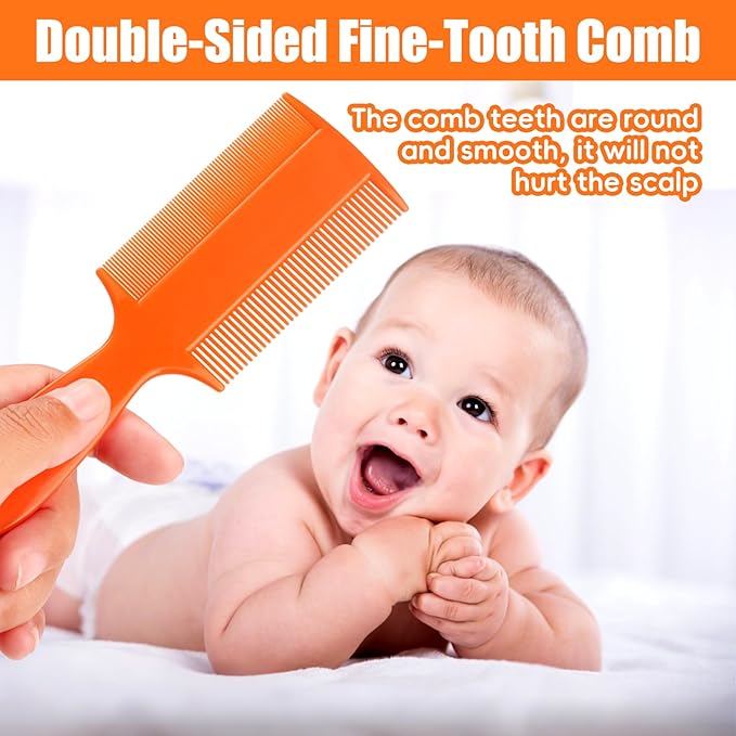 Cradle Cap Brush for Babies, 5Pcs Cradle Cap Treatment Set with Soft Bristle Brushes Silicone Scrubber Long Comb for Newborn Bathing Essentials Baby Brush and Comb Set (Orange)