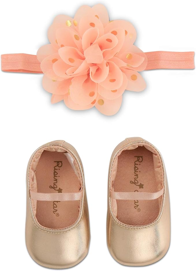 Rising Star Baby Girls' Shoes and Headband Gift Box Set