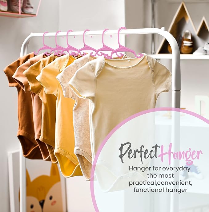 Utopia Home 60 Pack Kids Hangers - 11.5 Inch Plastic Baby Hangers for Closet - Childrens Hanger for Clothes & Infant Hanger for Closet - Ideal for Everyday Standard Use (Baby Pink)
