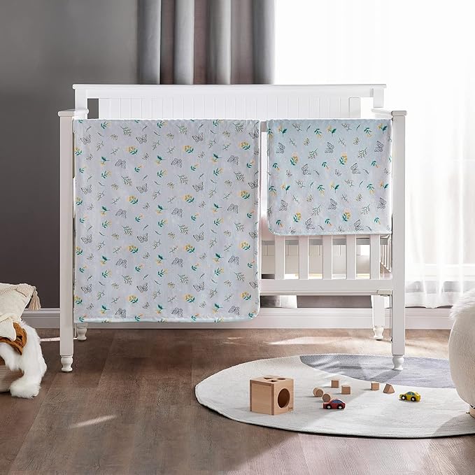 DaysU Silky Micro Soft Plush Baby Blankets for Girls with Print Floral Pattern and Soothing Raised Dots, Double Layer Bed Throws for Baby Crib 30x40 Inches