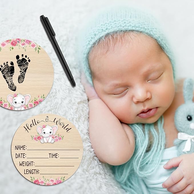 Thyle Baby Announcement Sign Wooden Baby Name Sign for Hospital
