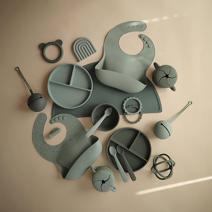 mushie Silicone Suction Bowl | BPA-Free Non-Slip Design (Cambridge Blue)