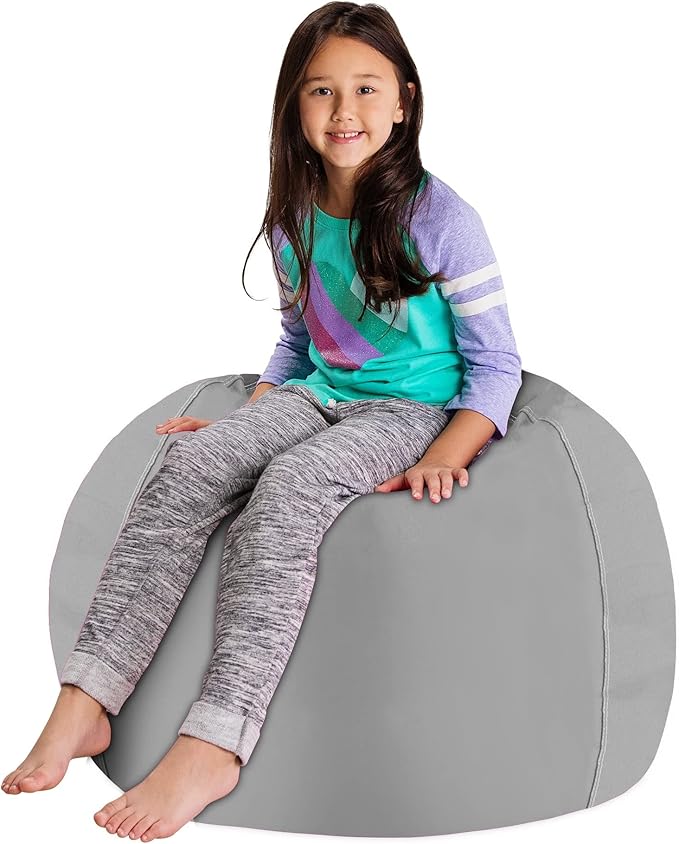 Posh Stuffable Kids Stuffed Animal Storage Bean Bag Chair Cover - Childrens Toy Organizer, X-Large 48" - Canvas Fun Creatures Coloring Fabric