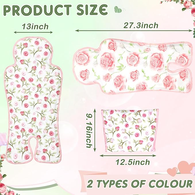 Qunclay 2 Pcs Gel Car Seat Cooler Pad for Baby Cooling Pad for Stroller Breathable Universal Car Cooler Mat Multifunctional Baby Stroller Seat Liner Cushion Chair(Flower)
