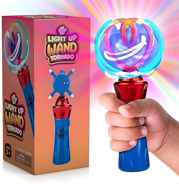 IPIDIPI TOYS Spinning Light Up Wand for Kids - Light Up Spinner Toy, Spinning Globe Toy 4th of