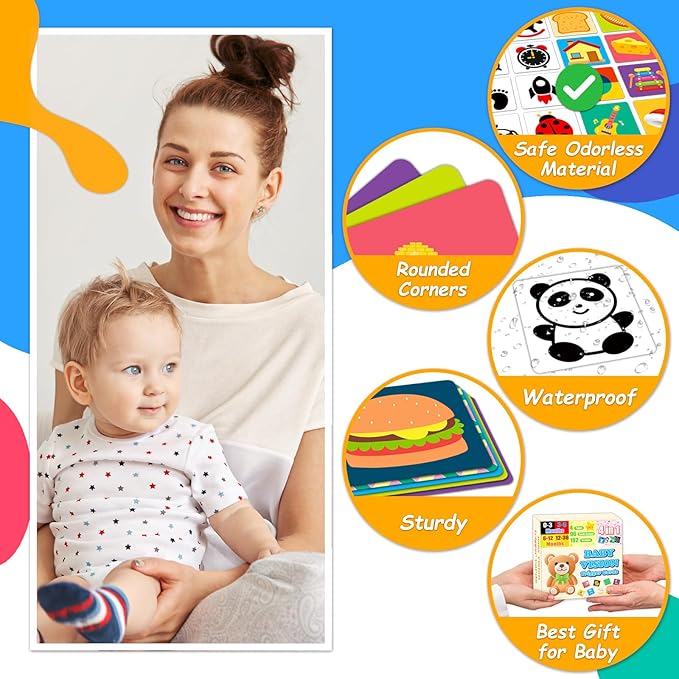 High Contrast Baby Flash Cards Baby Visual Stimulation Cards, 192Page Black and White Colorful Baby Toys for 0-3-6-12-36 Months Newborn Infant
