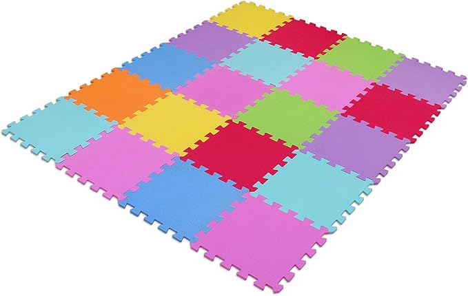 Meiqicool EVA Foam Puzzle Play Mat for Baby - Non Toxic Interlocking Soft Floor Tiles Color,20pcs