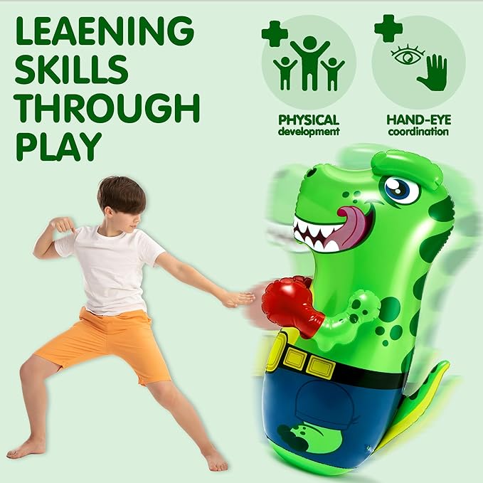 JOYIN Inflatable T-Rex Dinosaur Bopper 47 Inches, Bop Bag Inflatable Punching Toy