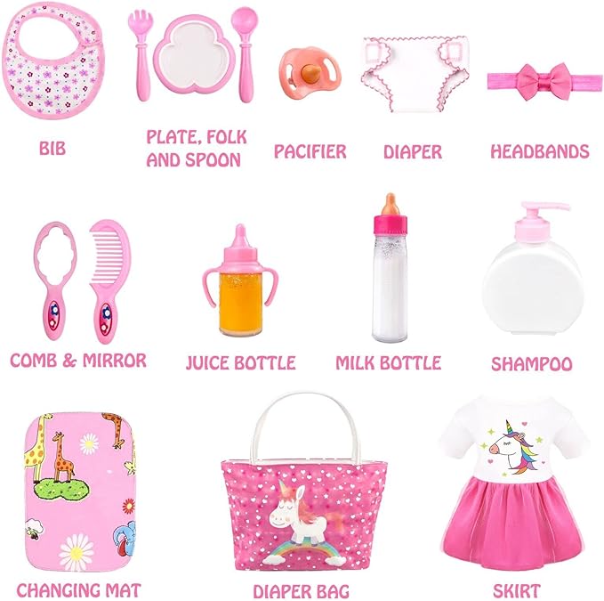BNUZEIYI Baby Doll Accessories -Baby Doll Feeding and Caring Set 14-16 Inch 18 Inch