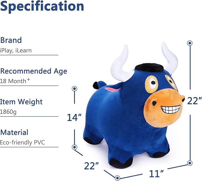 iPlay, iLearn Bouncy Pals Bull Hopper Toy 18 24 2 3 4 Year