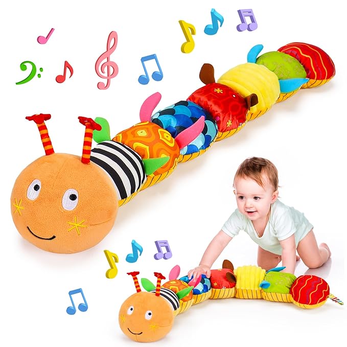 Baby Sensory Caterpillar Toys 0-3 Month Music Animal Stuffed Plush 0-3-6-12 Month 9-12 Month