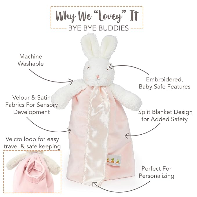 Bunnies By The Bay “Blossom Bunny” Bye Bye Buddy - Travel Size Baby Lovey 11" Stuffed