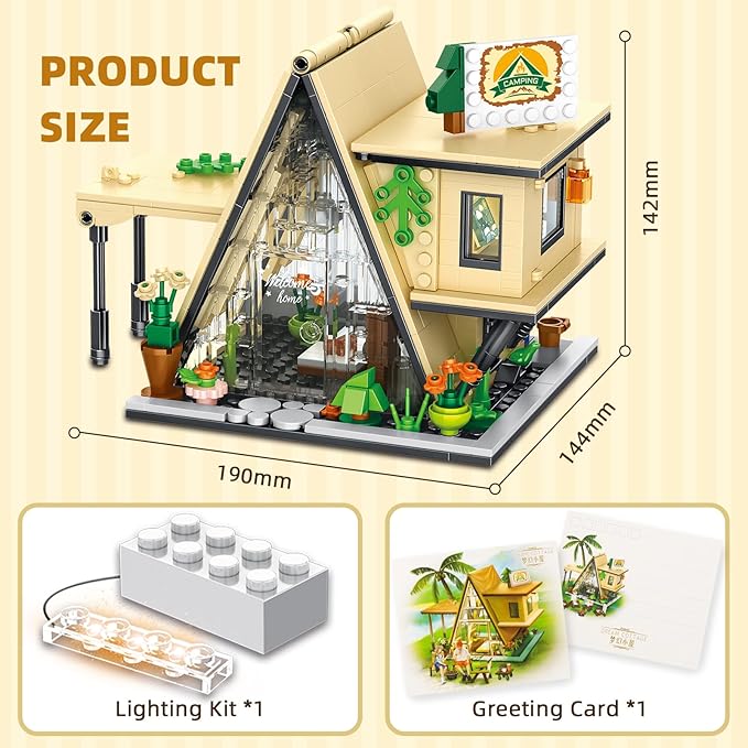 QLT A-Frame Cabin, Glamping House Building Set (579 Pcs)