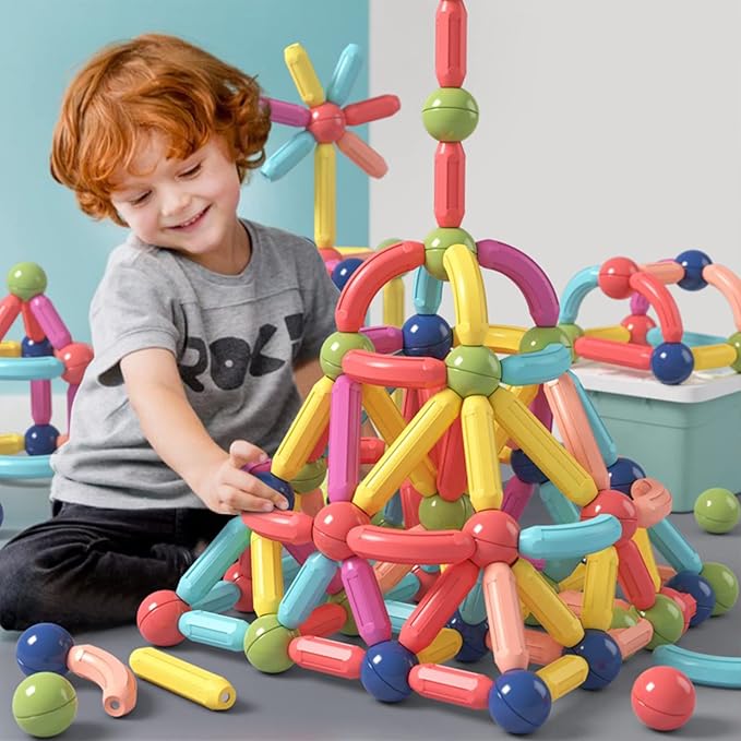 BAKAM 160PCS Magnetic Building Blocks for Kids Ages 4-8, STEM Construction Toys for Boys and Girls