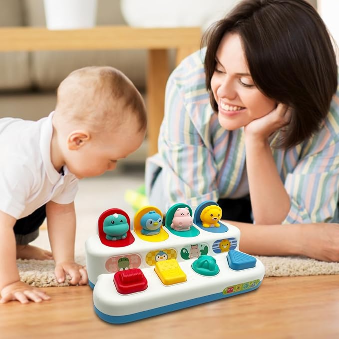 Interactive Dinosaur Pop Up Toy for Babies and Toddlers,Early Learning and Brain Development Educational Plaything 18 Months+