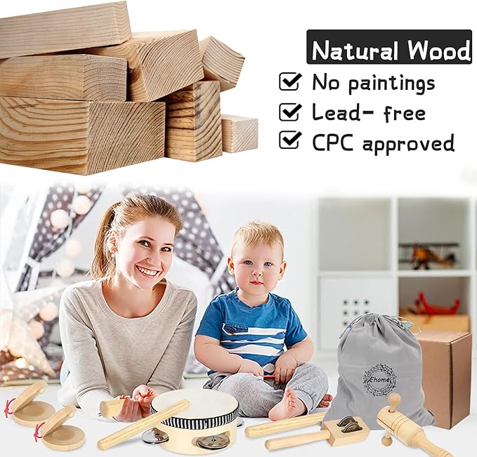 Ehome Toddlers Musical Instruments, Wooden Percussion Kids Baby Musical Instruments