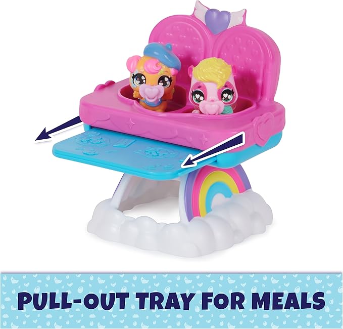 Hatchimals Alive, Hungry Hatchimals Playset with Highchair Toy and 2 Mini Figures in Self-Hatching Eggs 3 and