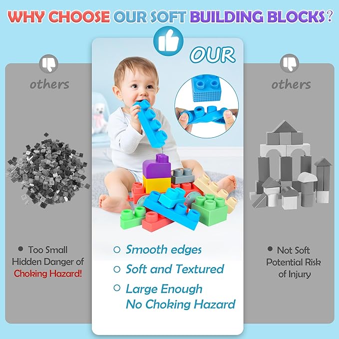Soft Building Blocks for Toddler, Blocks for Kids 6 Months and up 20 PCS