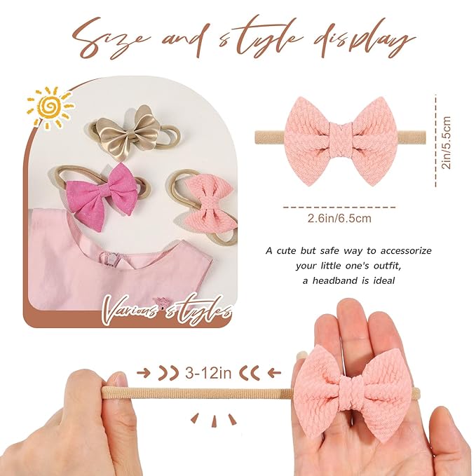 Baby Girls Nylon Elastic Headband Soft Flower Hair Band For 10