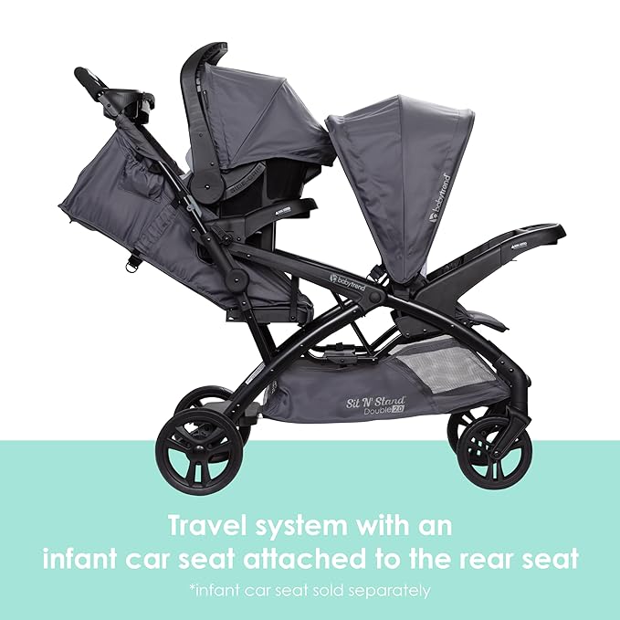 Baby Trend Sit N' Stand® Double 2.0 Stroller, Dash Grey