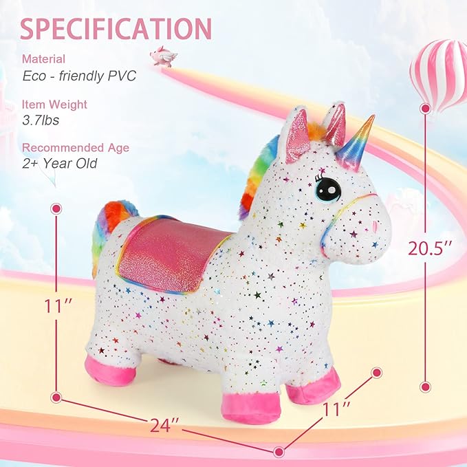 INPANY Bouncy Unicorn Bouncy Horse for Toddlers- Bouncy Animals for Toddlers, Birthday Gift Toys for 2 3,4,5 Year