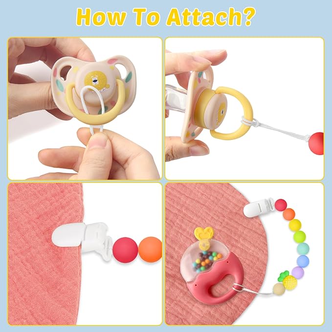 Silicone Pacifier Clip, 2 Pack Pacifier Holder for Boys and Girls