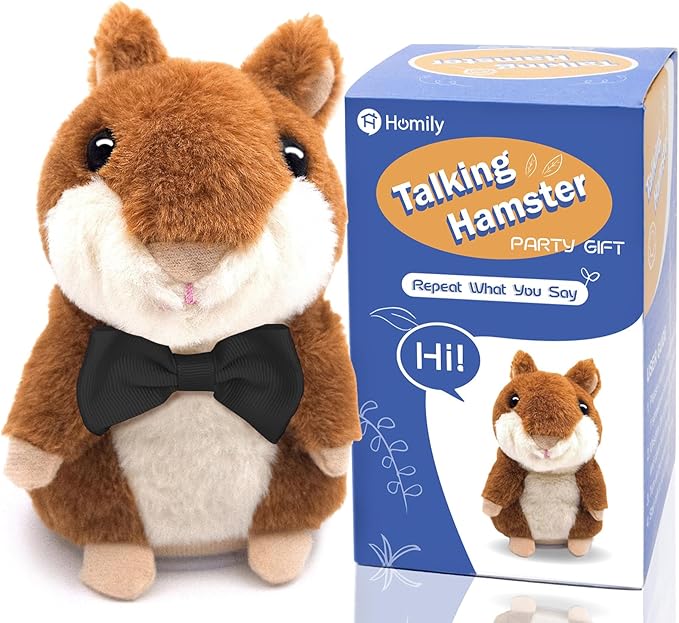 HOMILY Talking Hamster Repeats What You Say, One Year Old Boy Girl Toys Birthday Gifts 0-6-12-18 Months, 1 3 5 (Blk