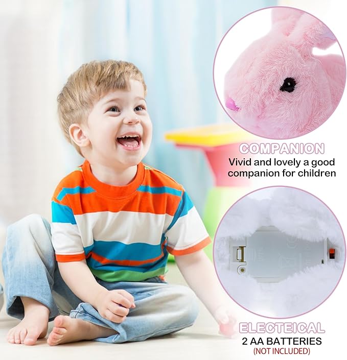 Hopping Bunny Toys for Kids Interactive Electronic Bunny Plush Toy 7'')