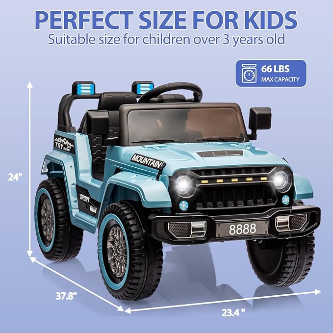 Hetoy Kids Ride On Truck Car, 12V Battery Powered Electric Car w/Parent Remote Control 3 Speeds,