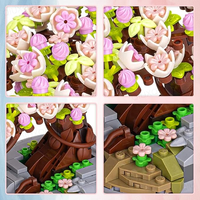 QIUXQIU Mini Sakura Bonsai Tree Model Creative DIY Simulation Mini