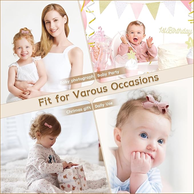 Baby Hair Clips,10Pcs 2" Fully Lined Hair Bow Clips for Babies