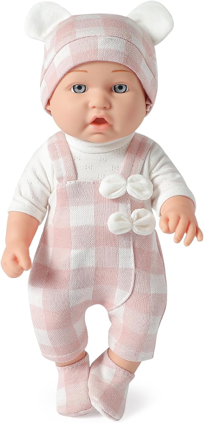 12 Inches Baby Doll Toys Set with Accessories, Includes Baby Doll Carrier Bassinet Bed 3+