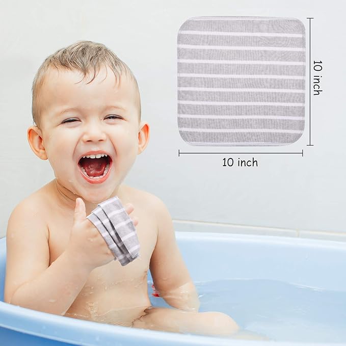 Baby Washcloths, Momcozy Ultra Soft Absorbent Towel 8pcs Newborn 10"x10" (Gray)
